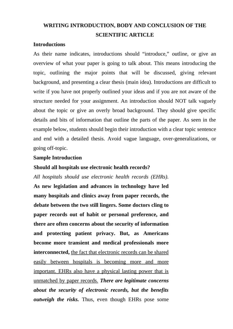 Writing Introduction, Body, and Conclusion of the Scientific Article 1