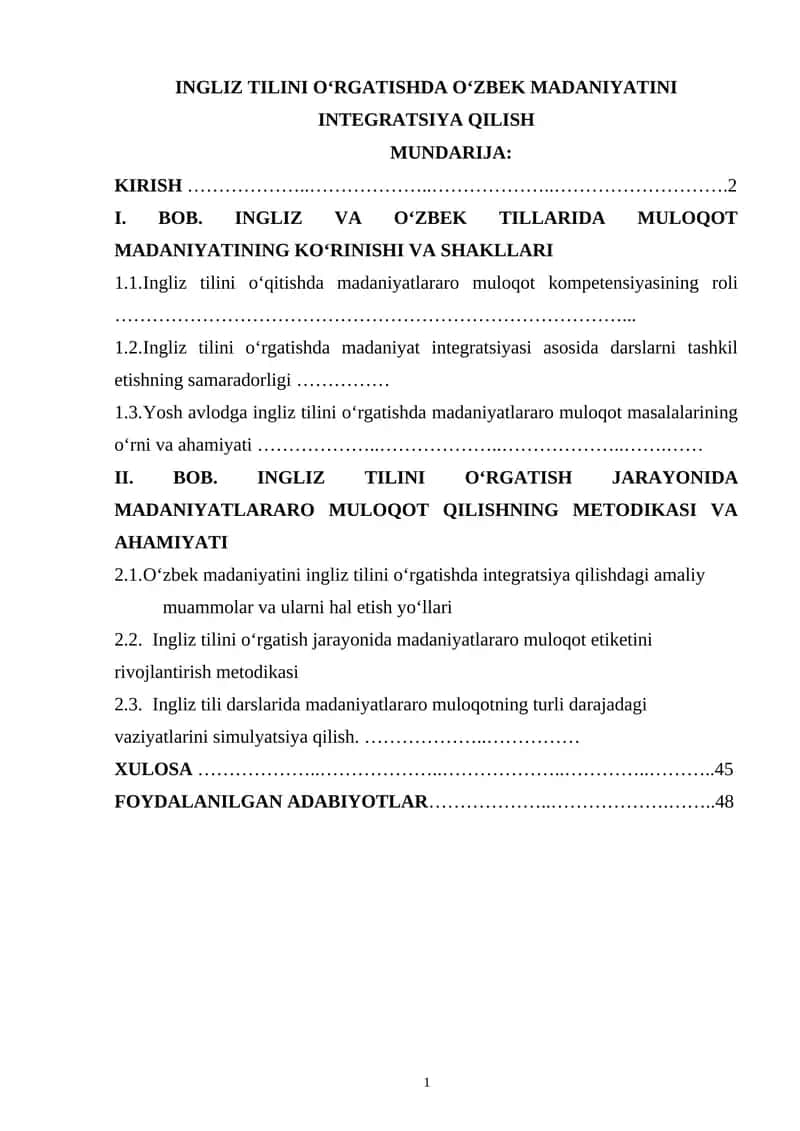 INGLIZ TILINI O‘RGATISHDA O‘ZBEK MADANIYATINI INTEGRATSIYA QILISH 1