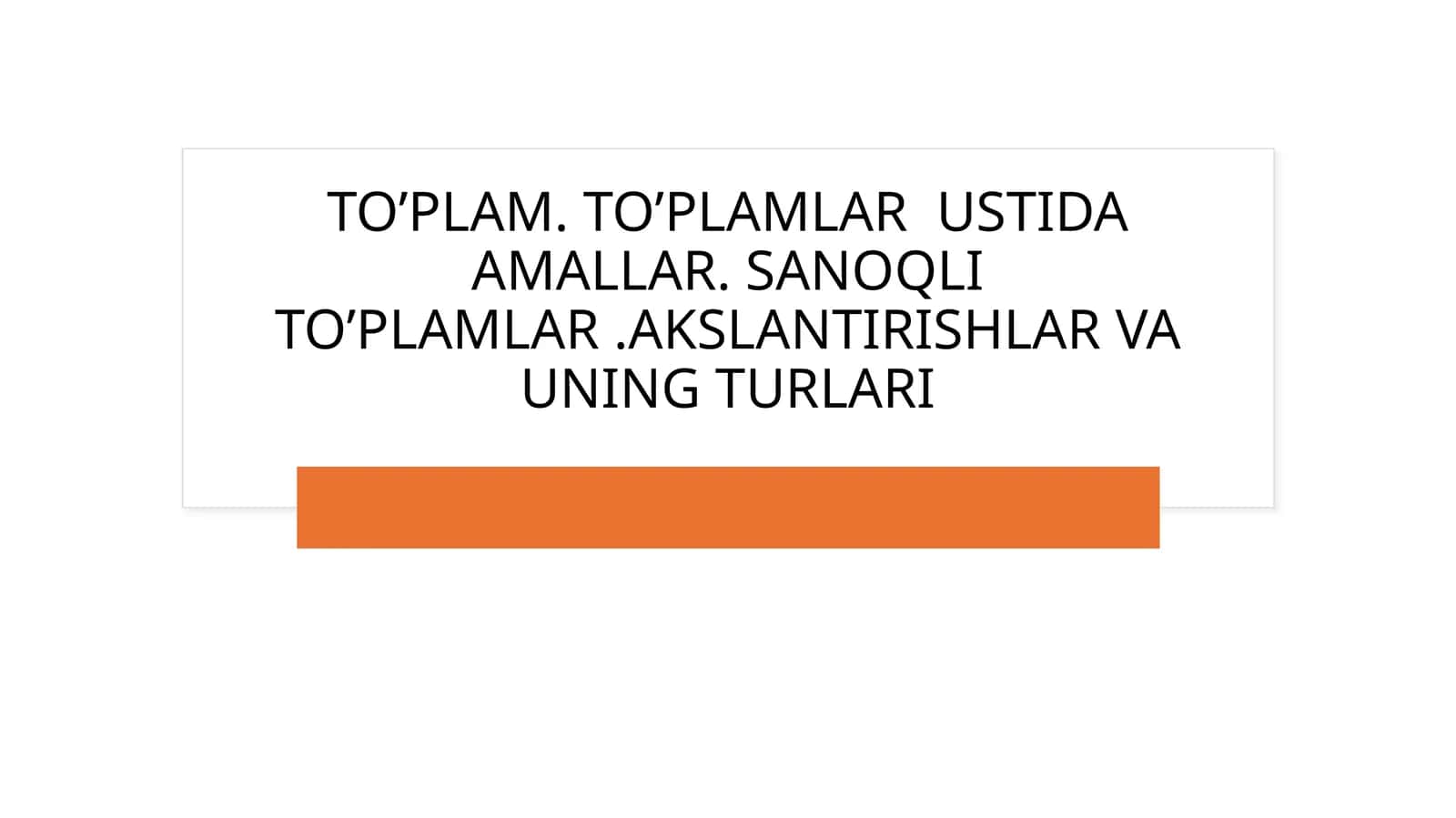 Sanoqli to'plamlar 1