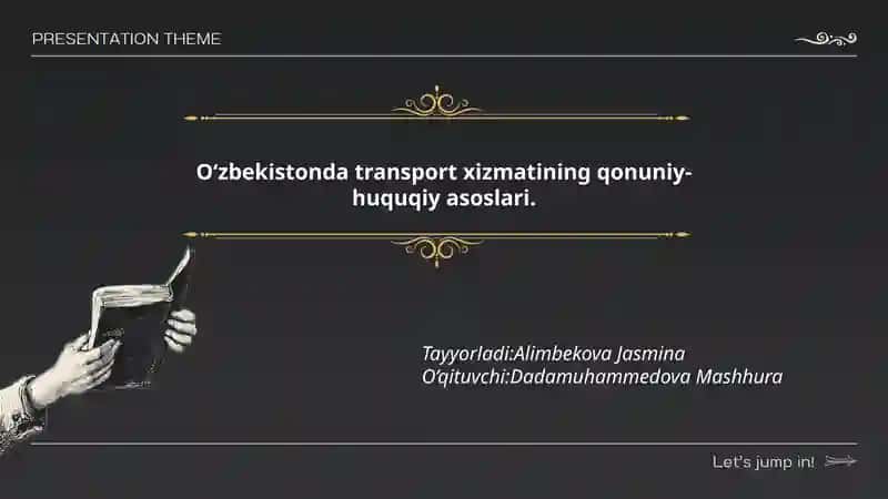 O‘zbekistonda transport xizmatining qonuniy-huquqiy asoslari