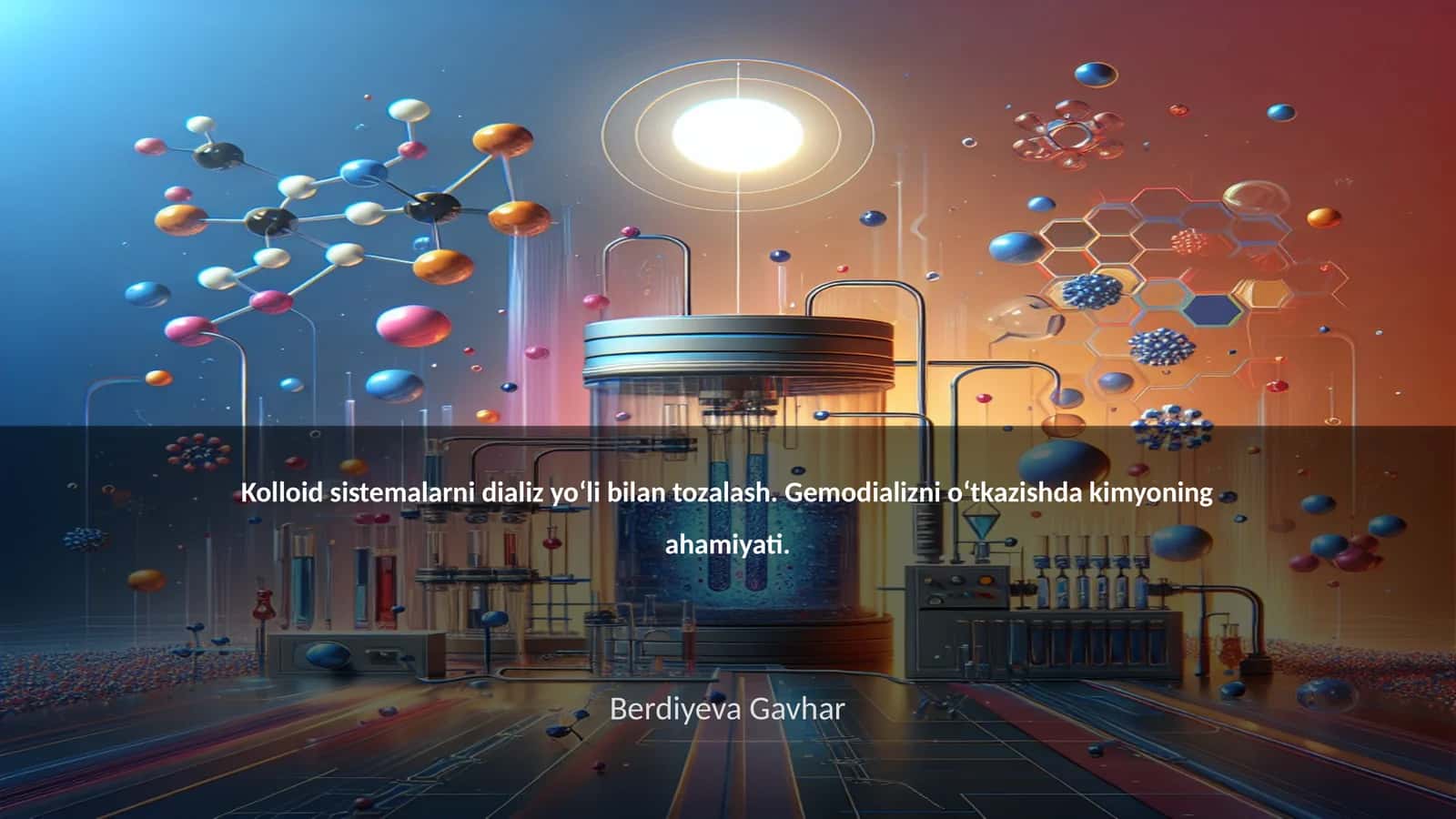 Kolloid sistemalarni dializ yoʻli bilan tozalash. Gemodializni oʻtkazishda kimyoning ahamiyati 1