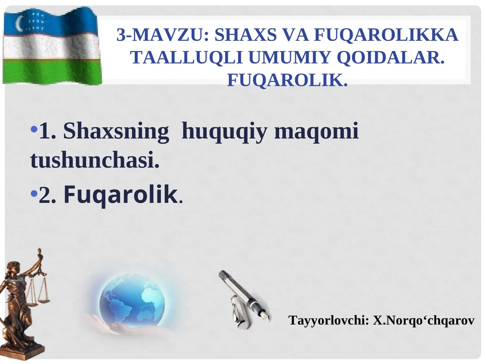 SHAXS VA FUQAROLIKKA TAALLUQLI UMUMIY QOIDALAR. FUQAROLIK 1