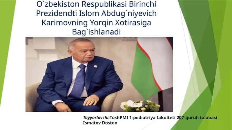 Islom Abdug‘aniyevich Karimovning Yorqin Xotirasiga Bag`ishlanadi 1