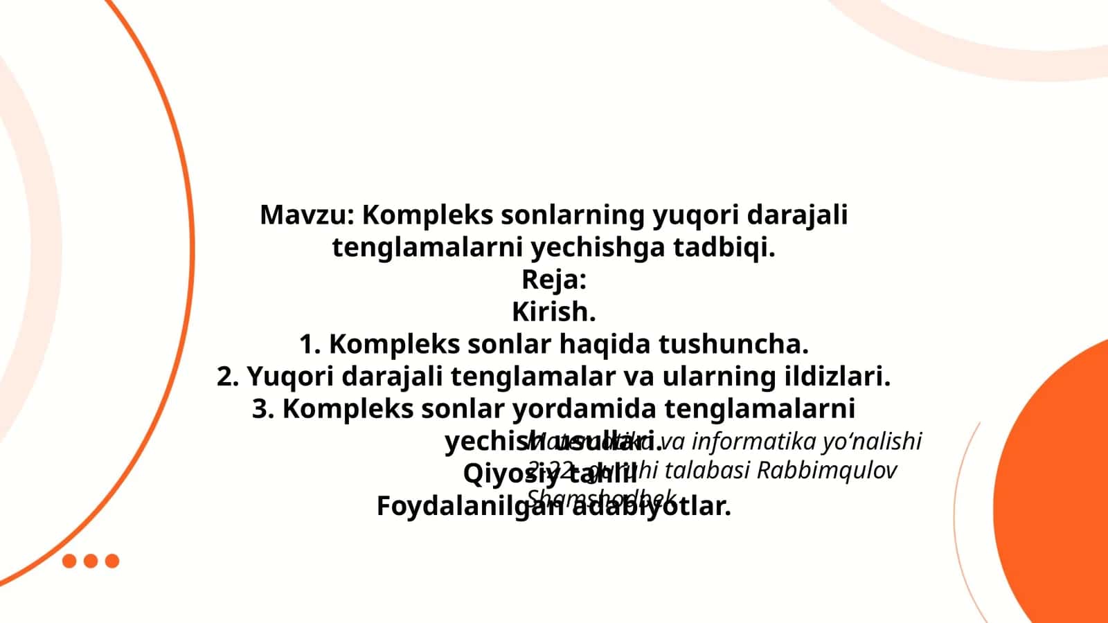 Yuqori darajali tenglamalar va ularning ildizlari 1