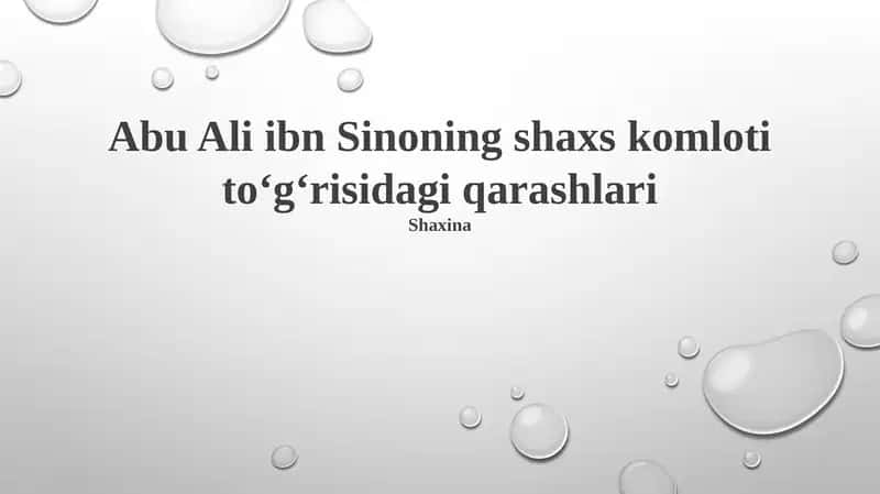 Abu Ali ibn Sinoning shaxs komloti 1