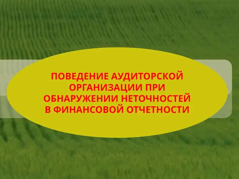ПОВЕДЕНИЕ АУДИТОРСКОЙ ОРГАНИЗАЦИИ ПРИ ОБНАРУЖЕНИИ НЕТОЧНОСТЕЙ В ФИНАНСОВОЙ ОТЧЕТНОСТИ 1