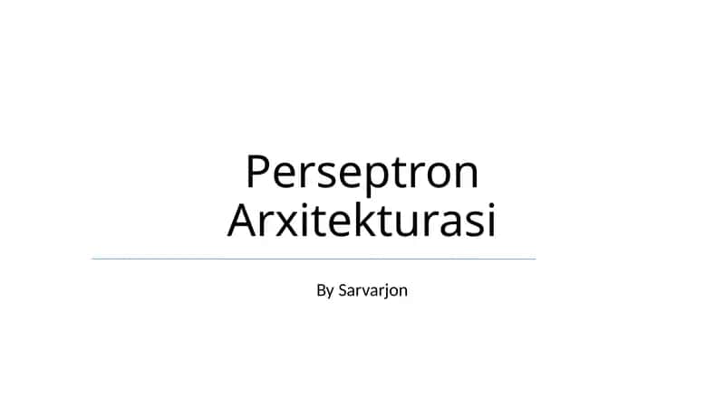 Perseptron Arxitekturasi 1