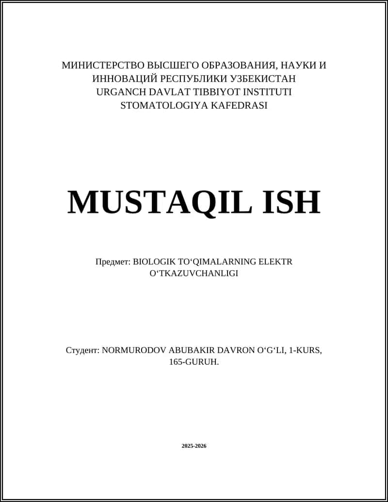 BIOLOGIK TOʻQIMALARNING ELEKTR OʻTKAZUVCHANLIGI 1