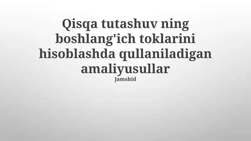Qisqa tutashuv ning boshlang'ich toklarini hisoblashda qullaniladigan amaliyusullar 1
