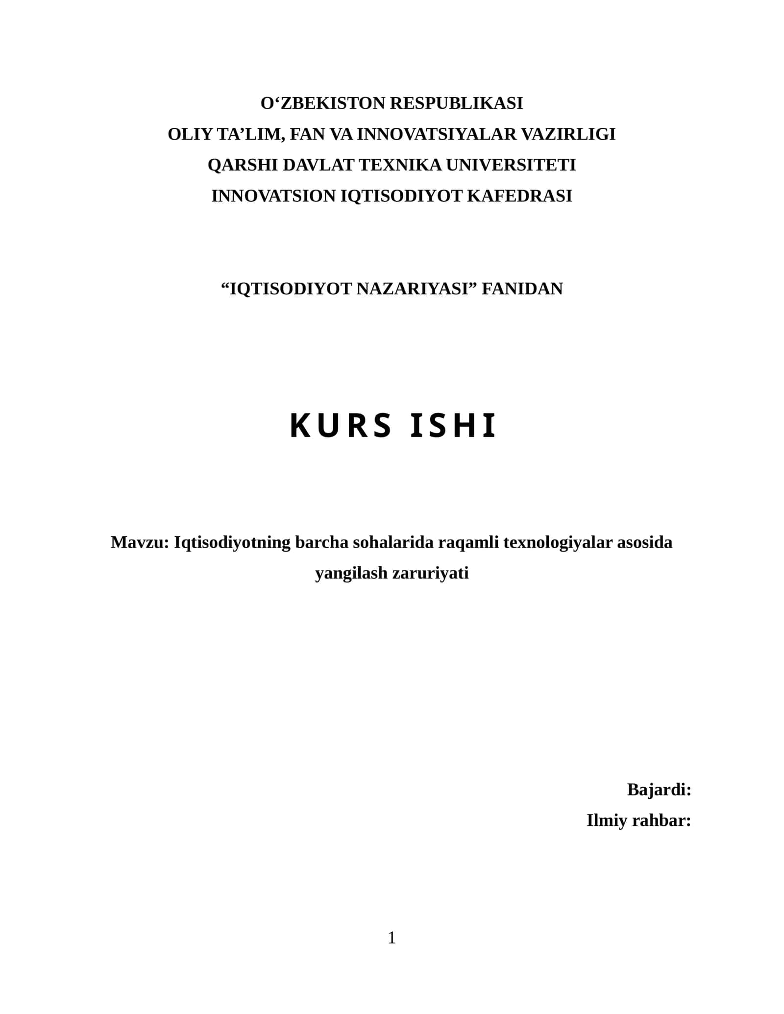 Iqtisodiyotning barcha sohalarida raqamli texnologiyalar asosida yangilash zaruriyati 1