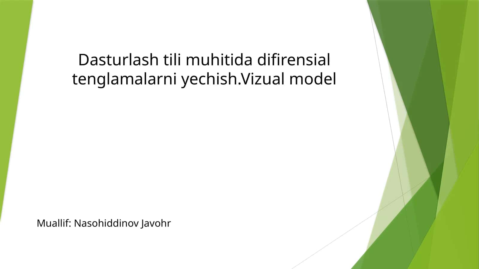 Diferensial Tenglamalar va Dasturlash Tillari 1