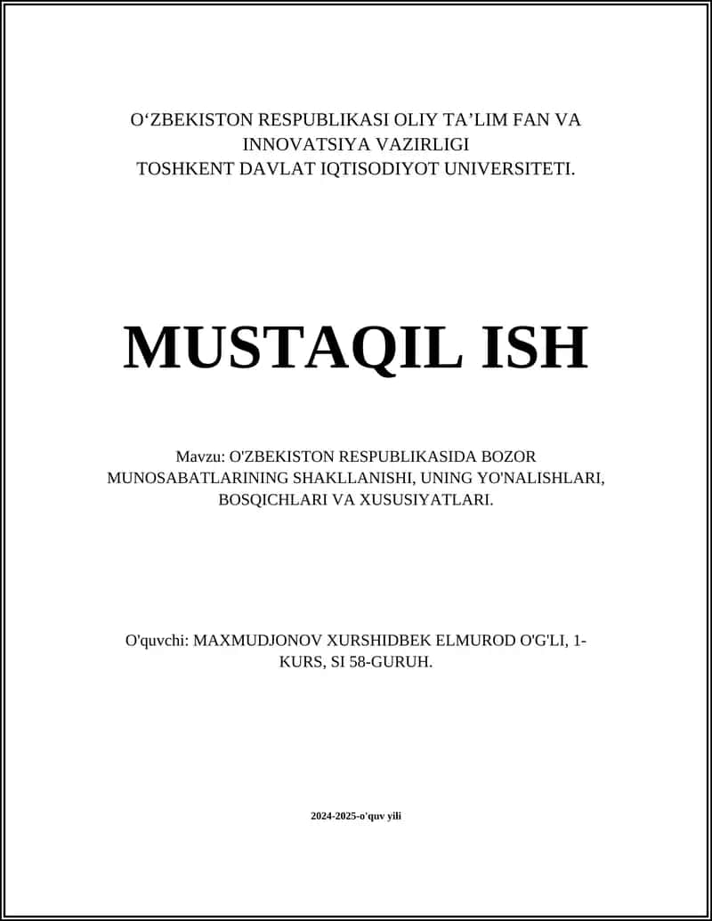 Bozor iqtisodiyoti 1