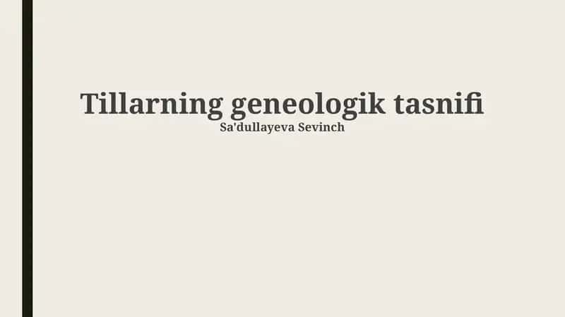 Tillarning geneologik tasnifi 1
