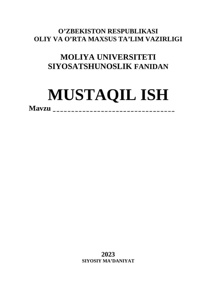 Mustaqil ish - Siyosiy Mа’dаniyat 1