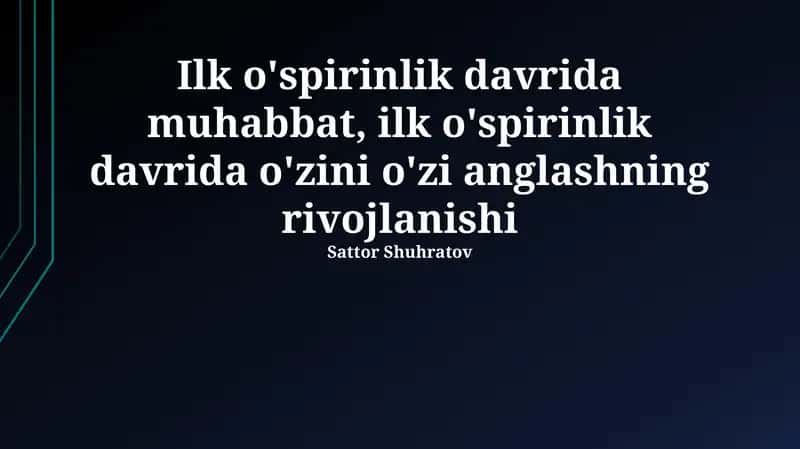 Muhabbat va o'z-o'zini qadrlash 1