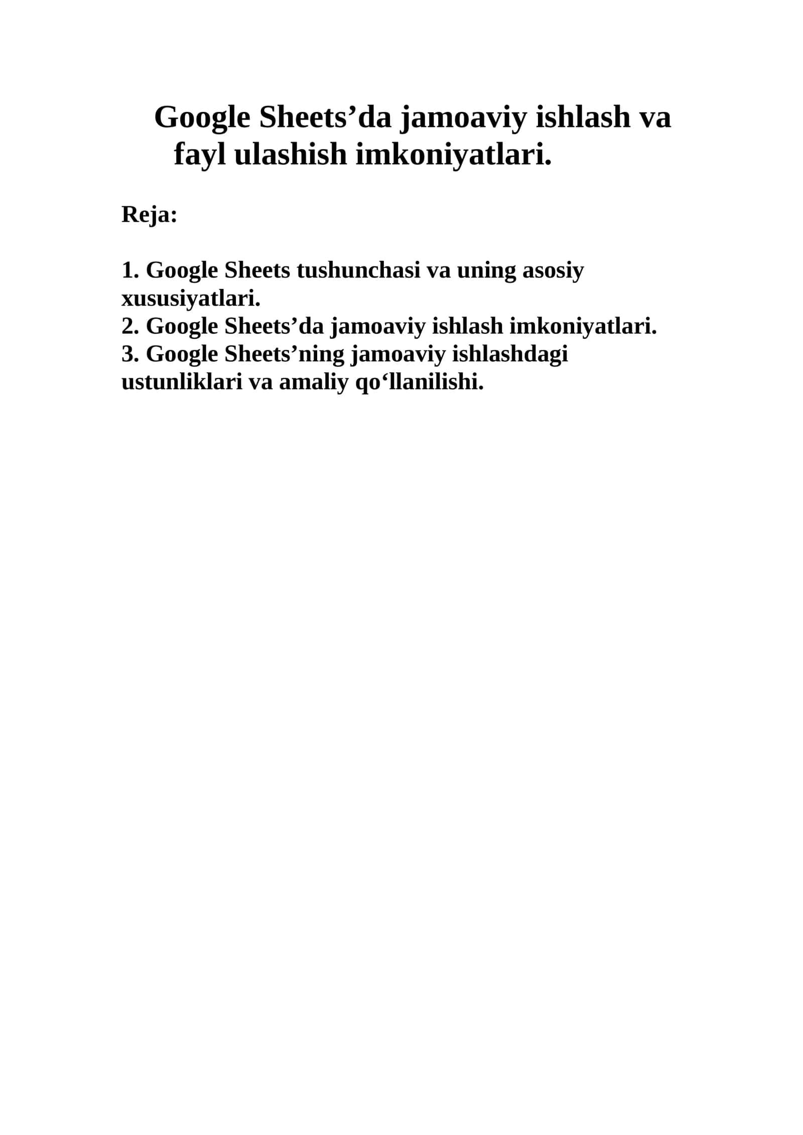 Google Sheets’da jamoaviy ishlash va fayl ulashish imkoniyatlari 1
