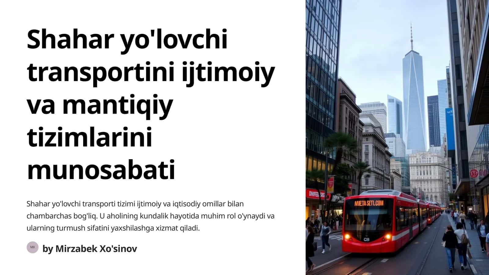 Shahar yo'lovchi transportini ijtimoiy va mantiqiy tizimlarini munosabati 1