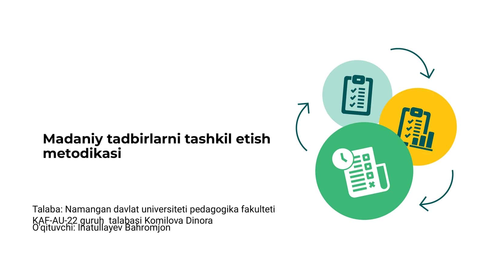 Madaniy tadbirlarni tashkil etish metodikasi 1