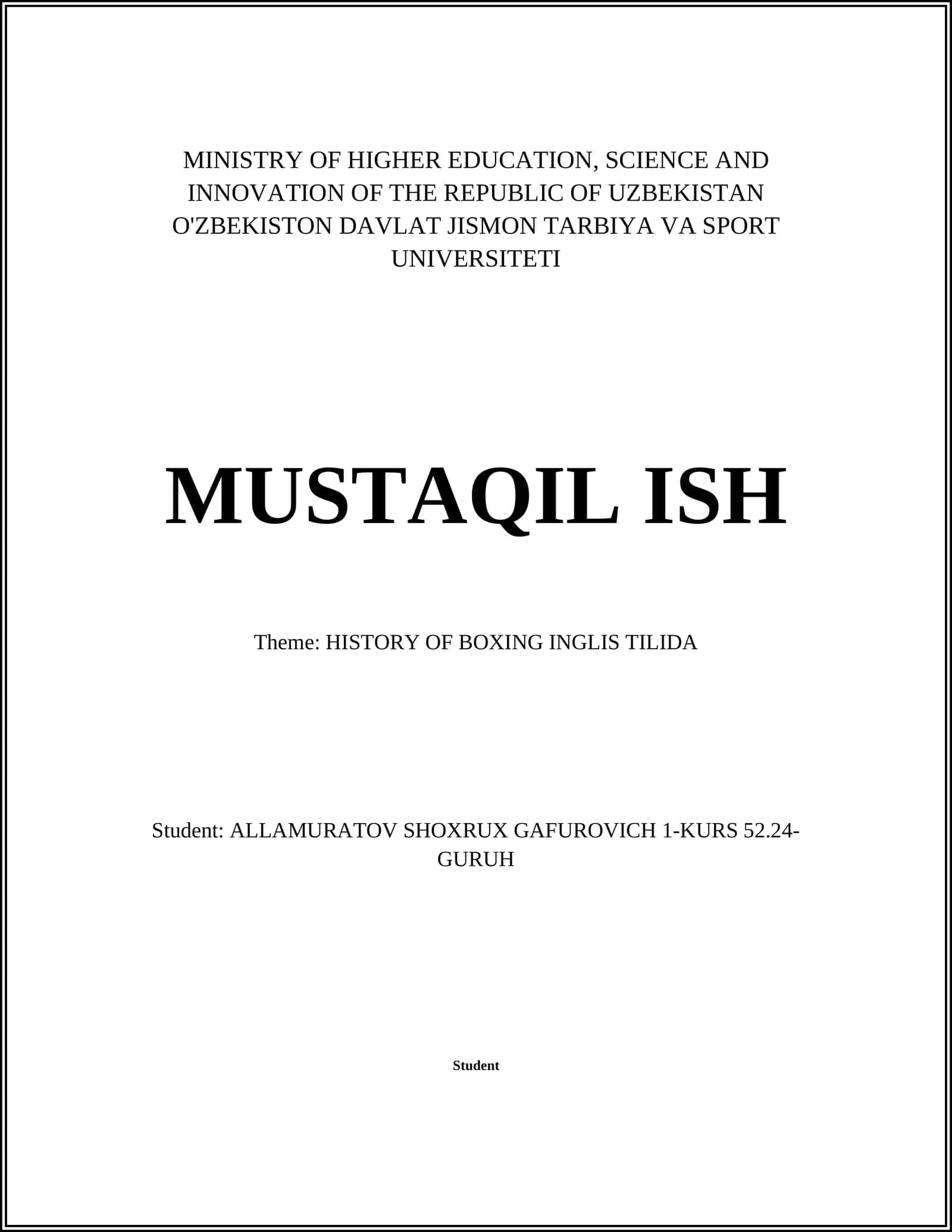 HISTORY OF BOXING INGLIS TILIDA 1