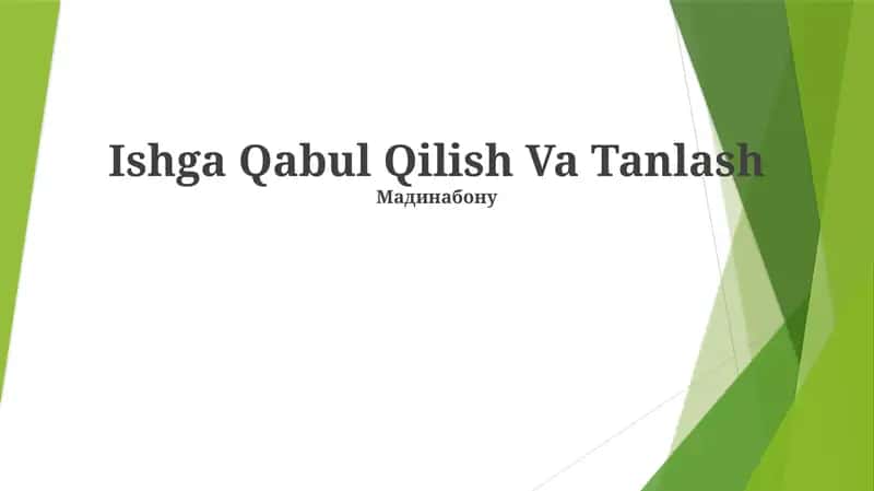 Ishga Qabul Qilish Va Tanlash 1
