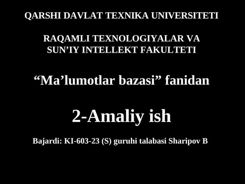 Ma'lumotlar bazasi 1