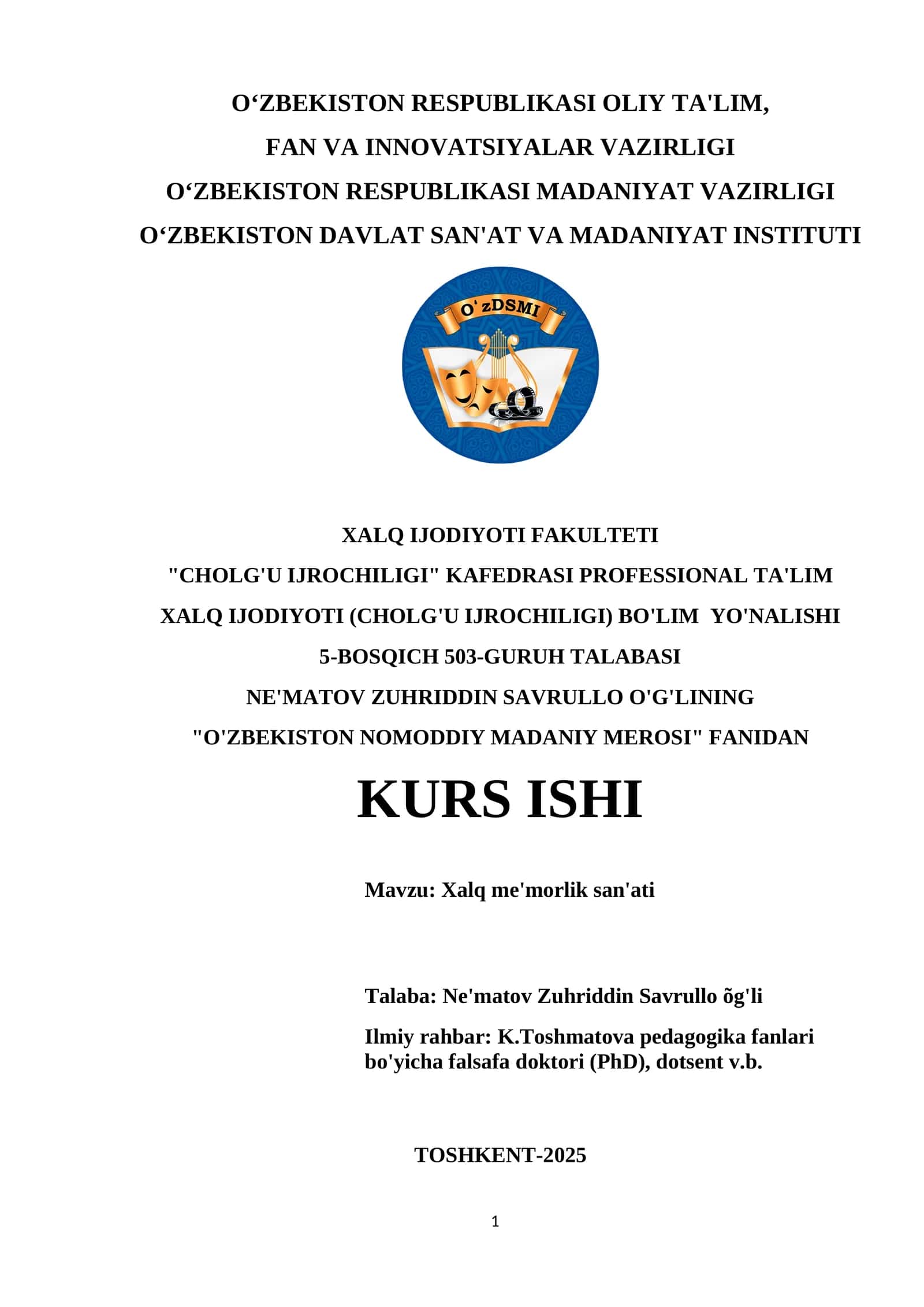 Xalq me'morlik san'ati 1