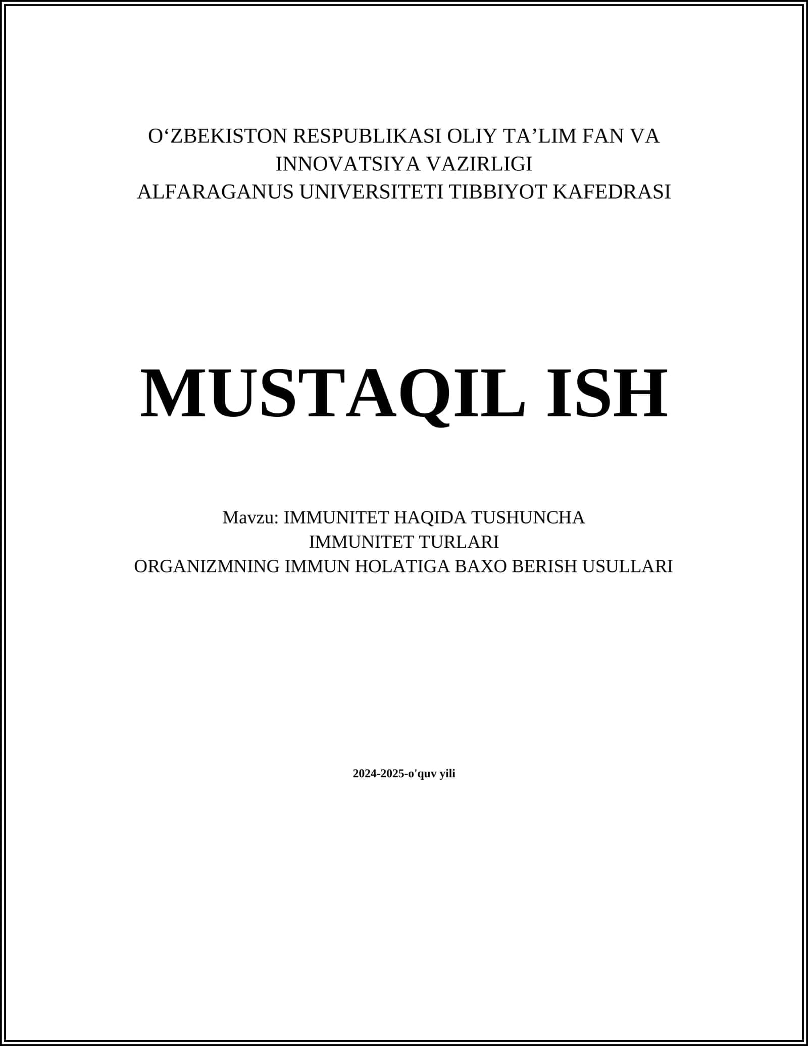 IMMUNITET HAQIDA TUSHUNCHA 1