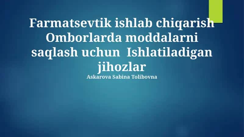 Farmatsevtik ishlab chiqarish Omborlarda moddalarni saqlash uchun Ishlatiladigan jihozlar 1