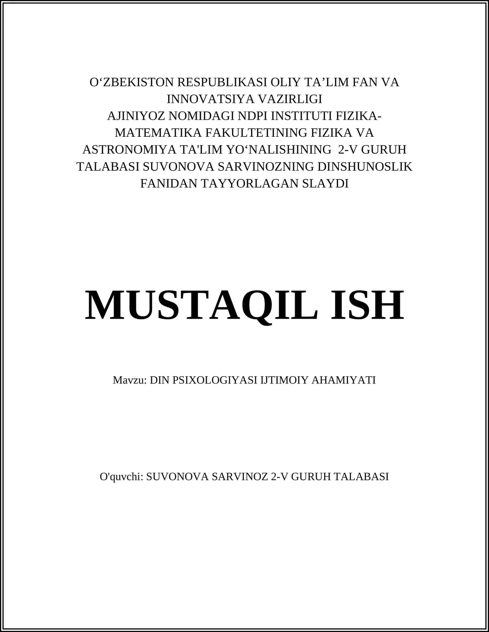 DIN PSIXOLOGIYASI IJTIMOIY AHAMIYATI 1