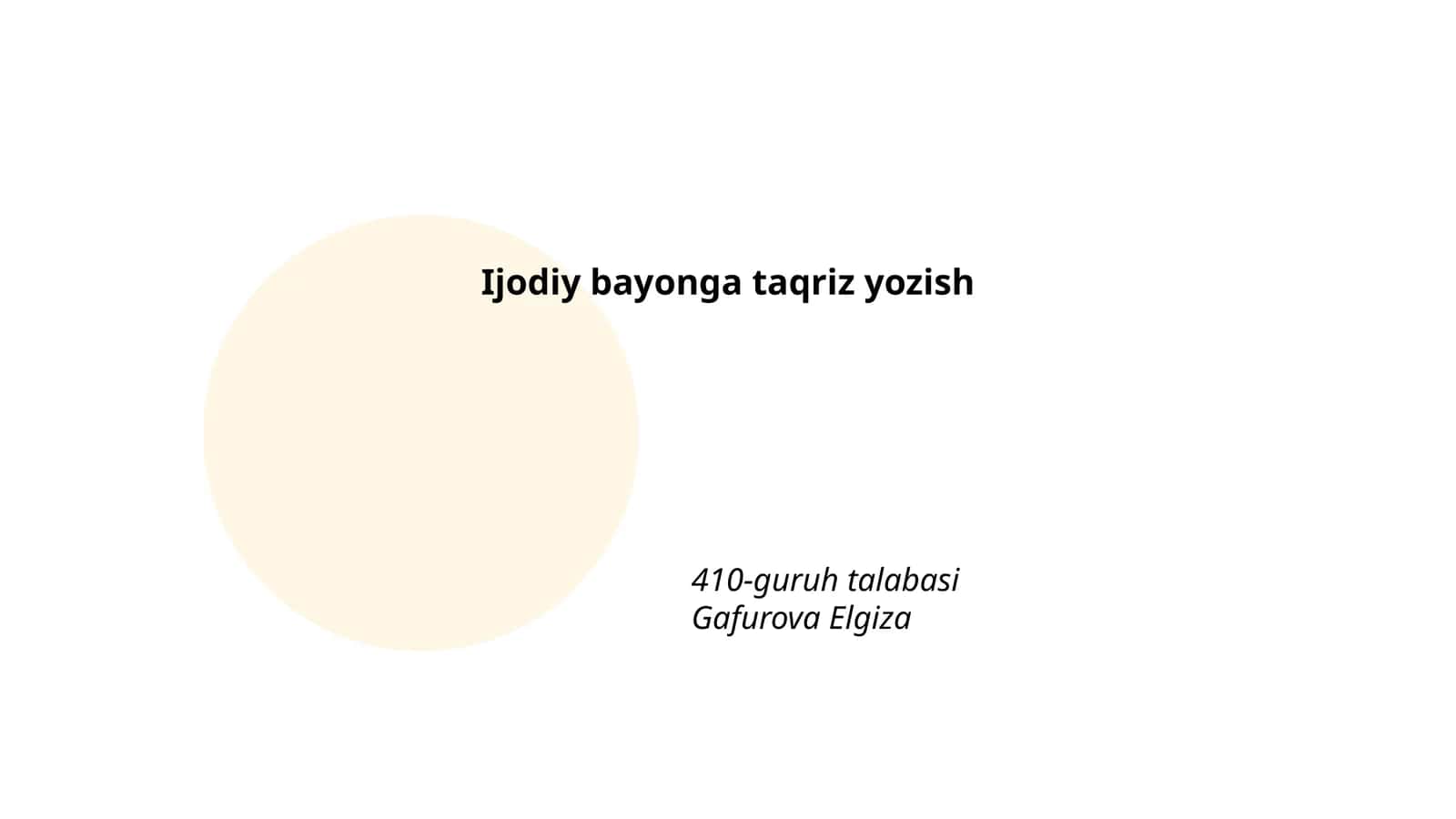 Ijodiy bayonga taqriz yozish 1