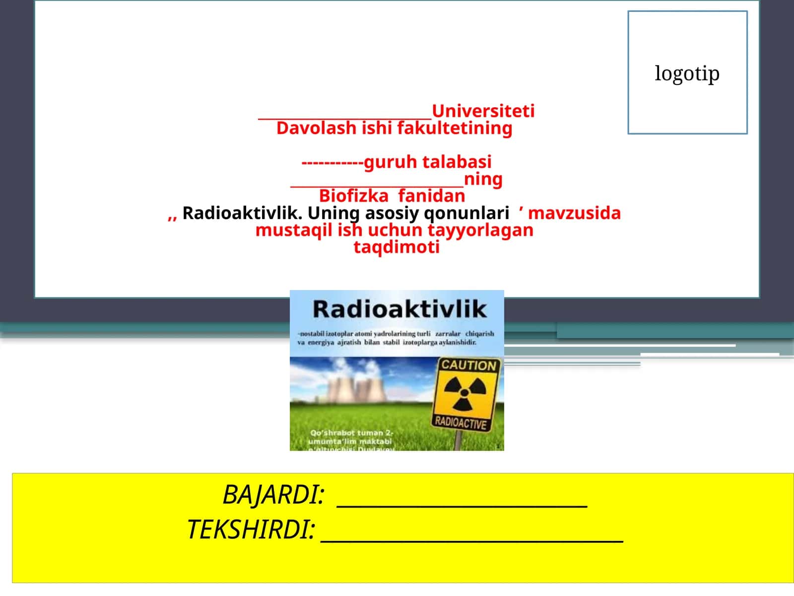 Biofizika fanidan Radioaktivlikning asosiy qonunlari 1
