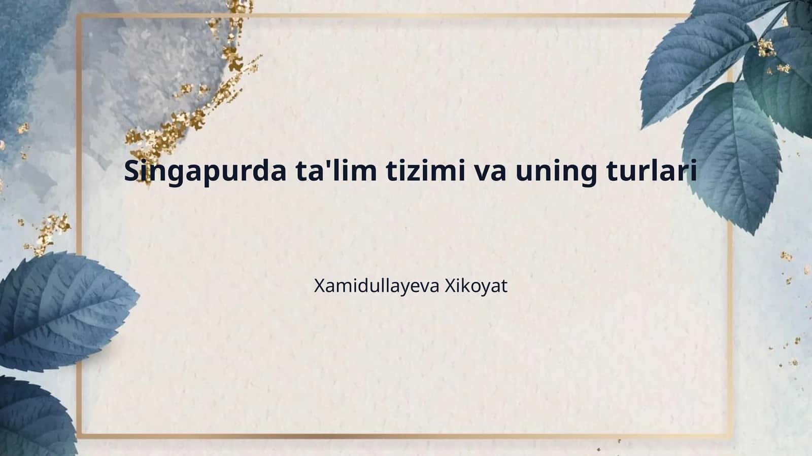 Singapurda ta'lim tizimi va uning turlari 1