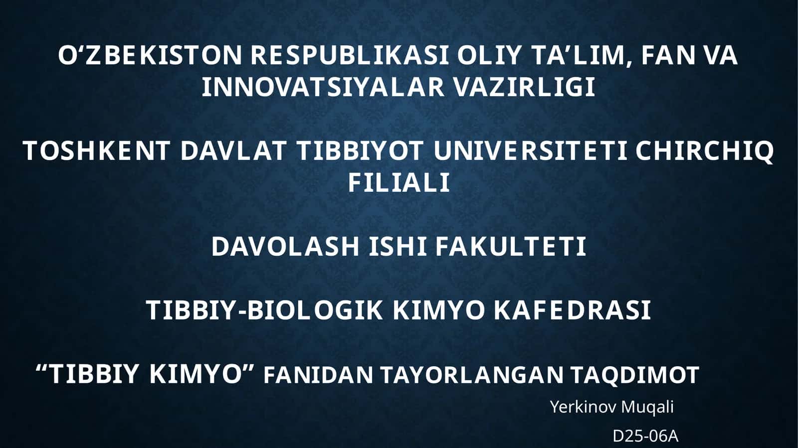 Kimyoviy termodinamika asoslari. Kimyoviy reaksiyalarning issiqlik effekti. Elektrkimyo asoslari. Elektro‘tkazuvchanlik. 1