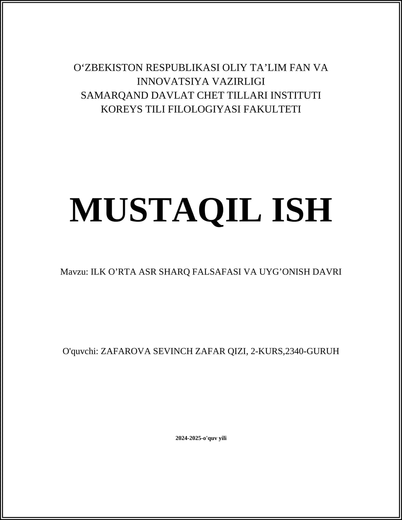ILK O’RTA ASR SHARQ FALSAFASI VA UYG’ONISH DAVRI 1
