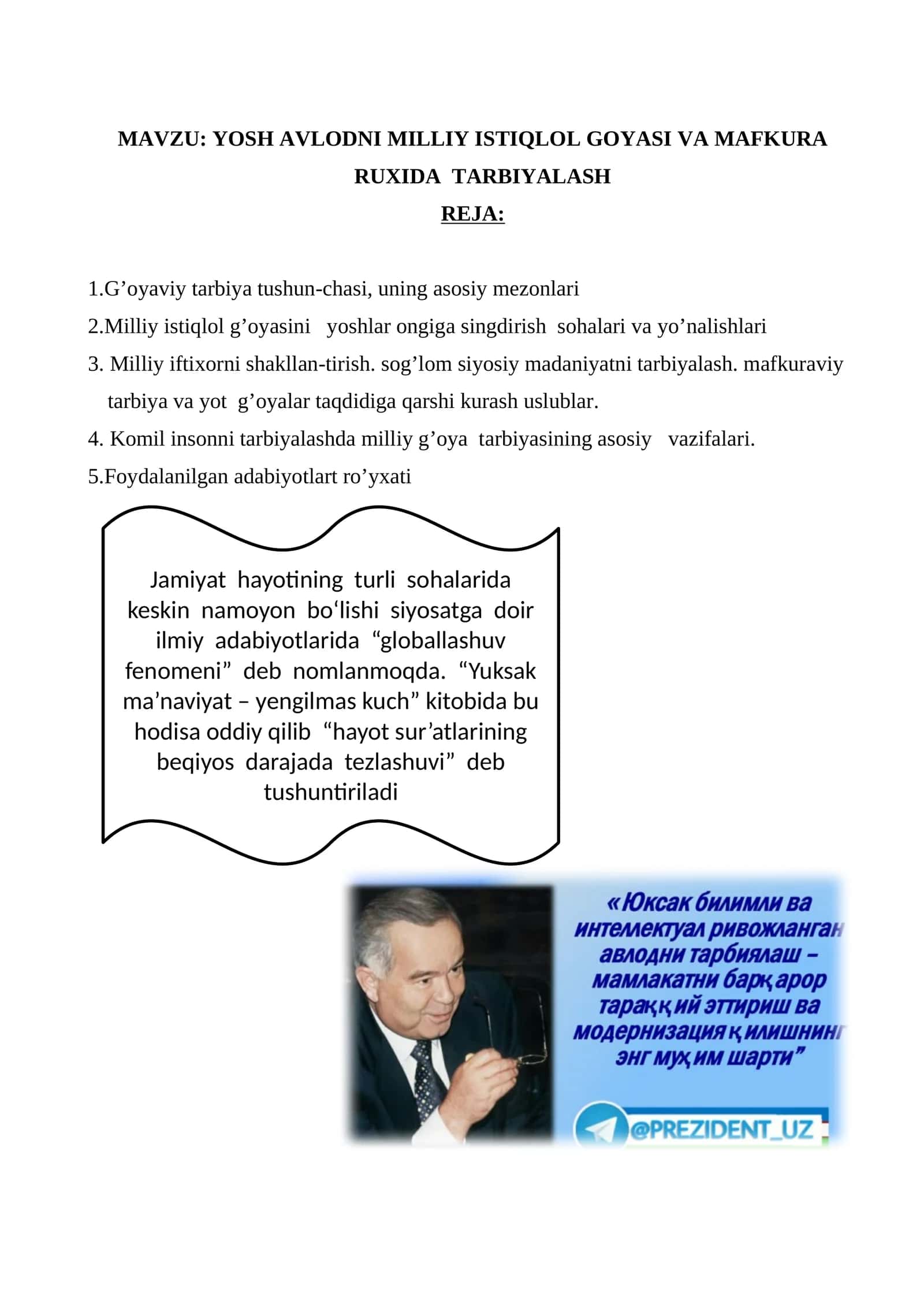 YOSH AVLODNI MILLIY ISTIQLOL GOYASI VA MAFKURA RUXIDA TARBIYALASH 1