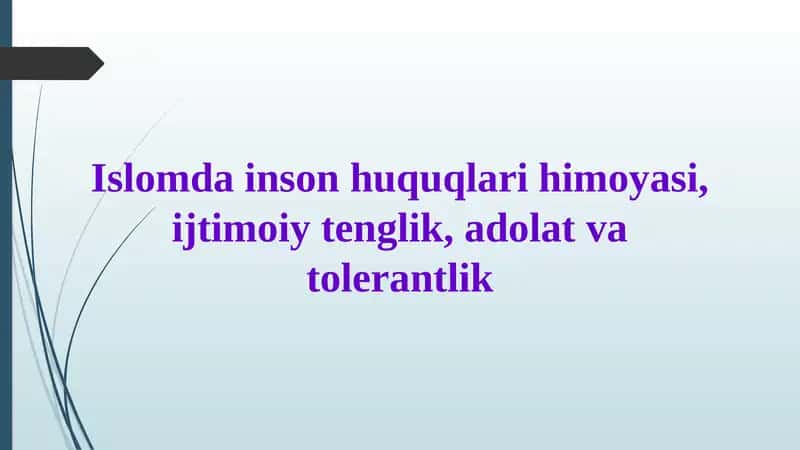 Islomda inson huquqlari himoyasi, ijtimoiy tenglik, adolat va tolerantlik 1