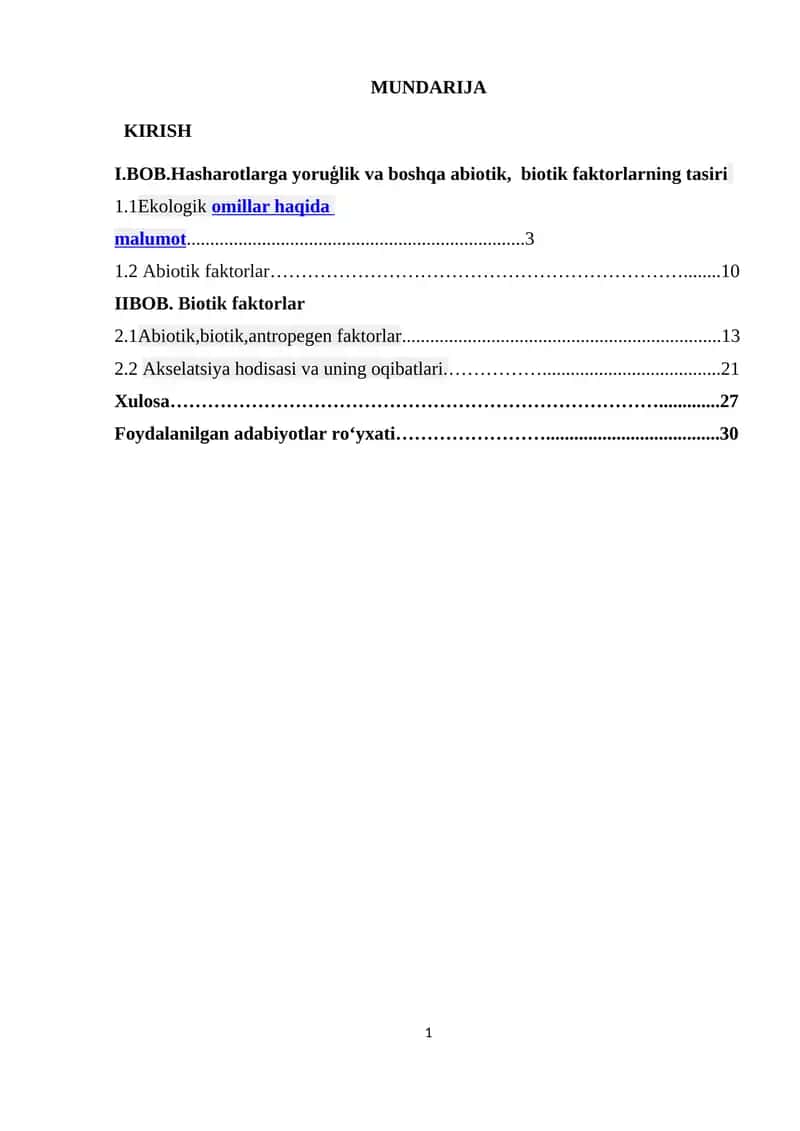 Hasharotlarga yoruģlik va boshqa abiotik,  biotik faktorlarning tasiri 1