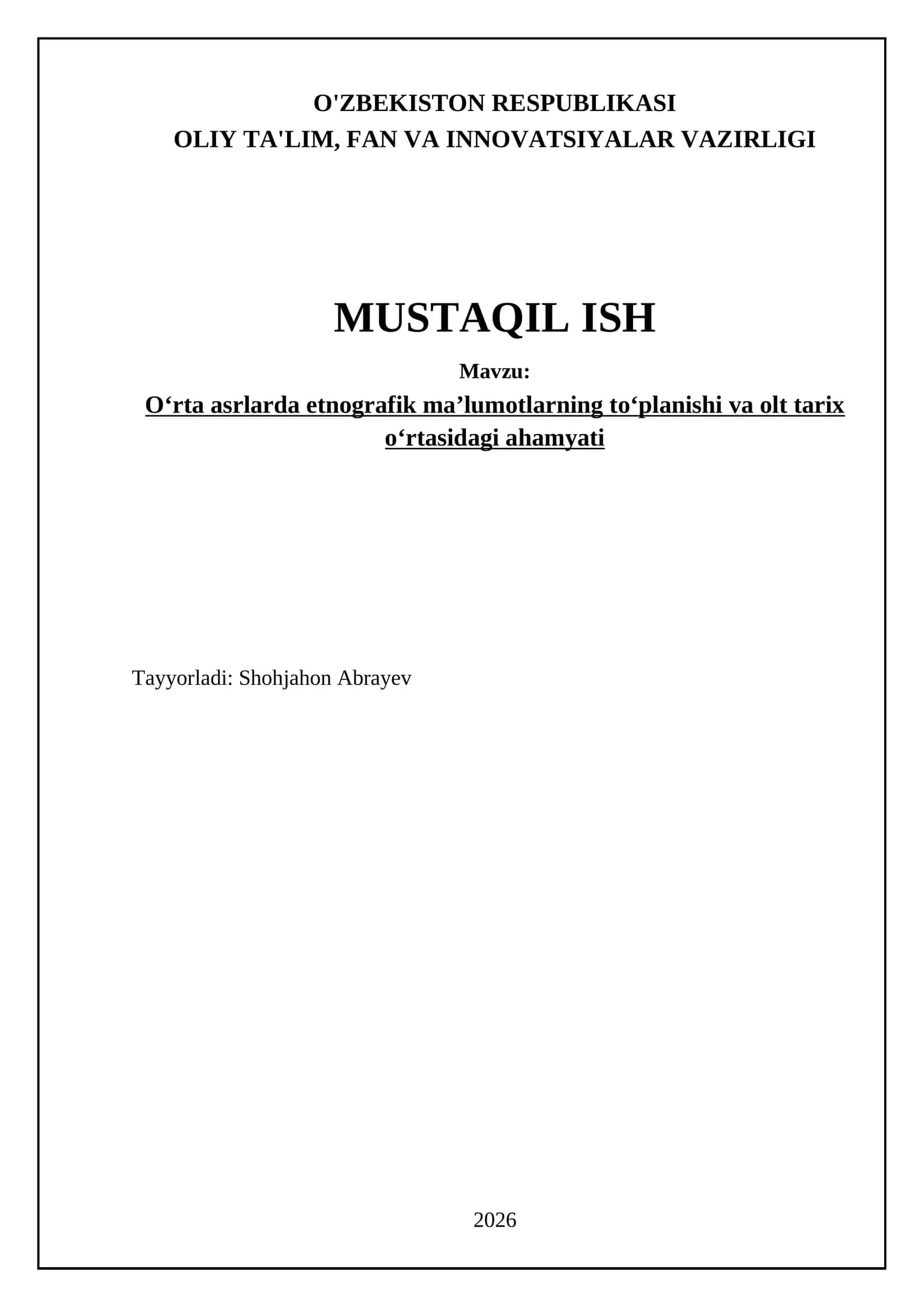 Oʻrta asrlarda etnografik maʼlumotlarning toʻplanishi va olt tarix oʻrtasidagi ahamiyati 1