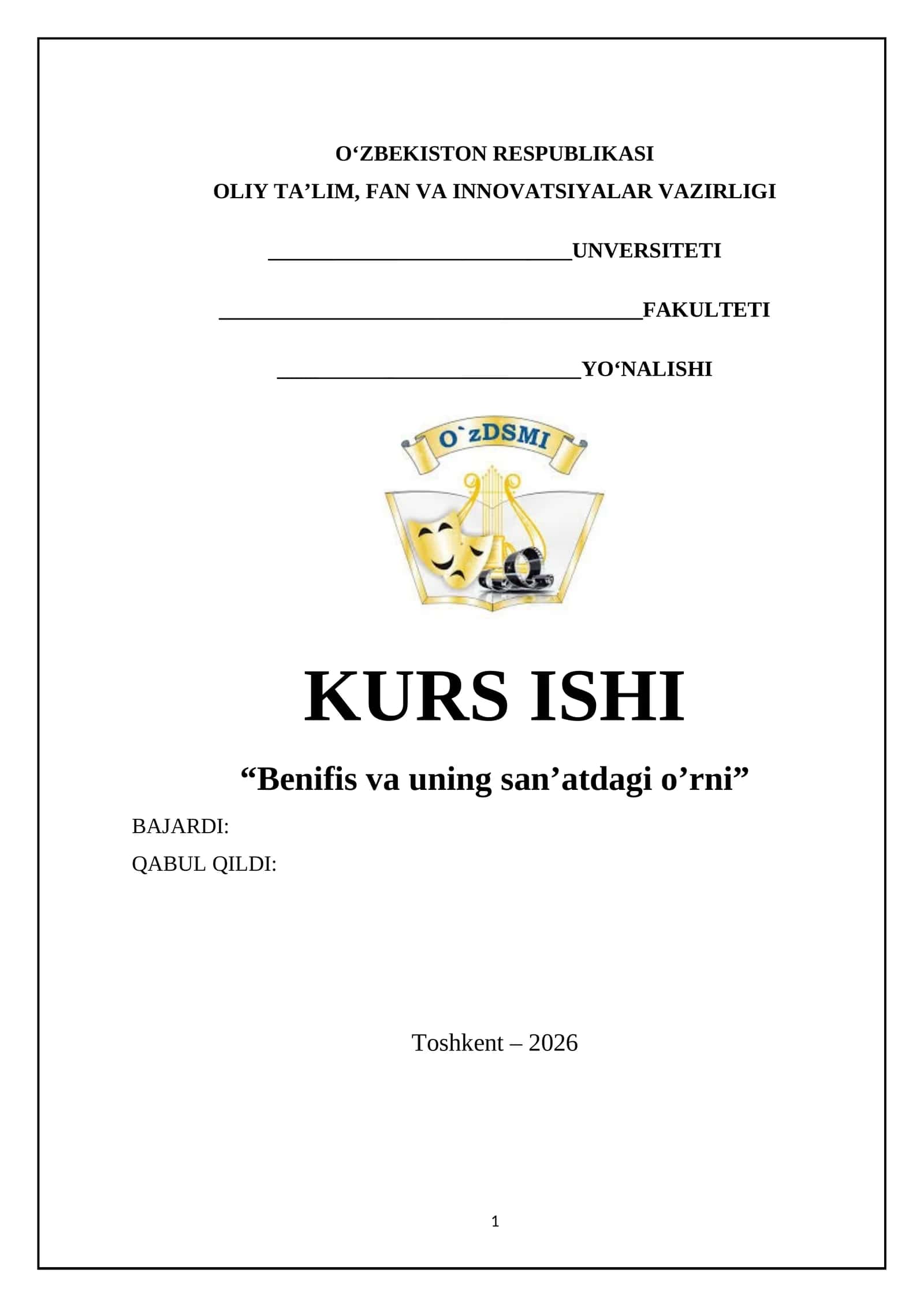 Benifis va uning san’atdagi o’rni 1