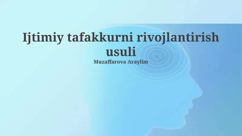 Ijtimoiy tafakkurni rivojlantirish usuli 1