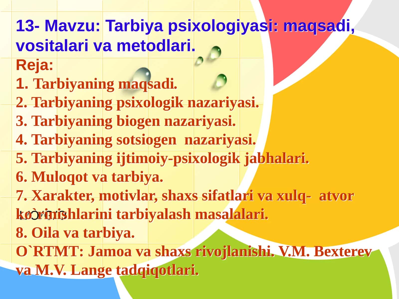 Tarbiya psixologiyasi: maqsadi, vositalari va metodlari 1