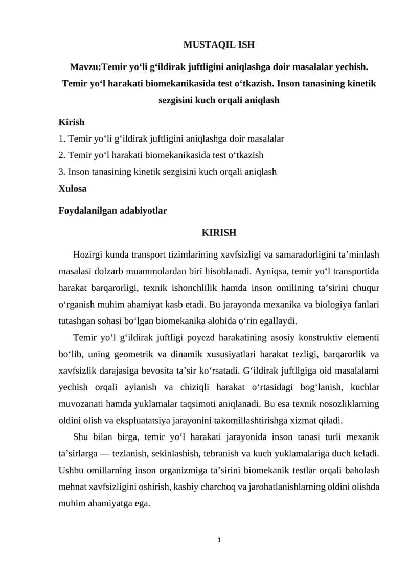 Temir yo‘li biomekanikasi 1
