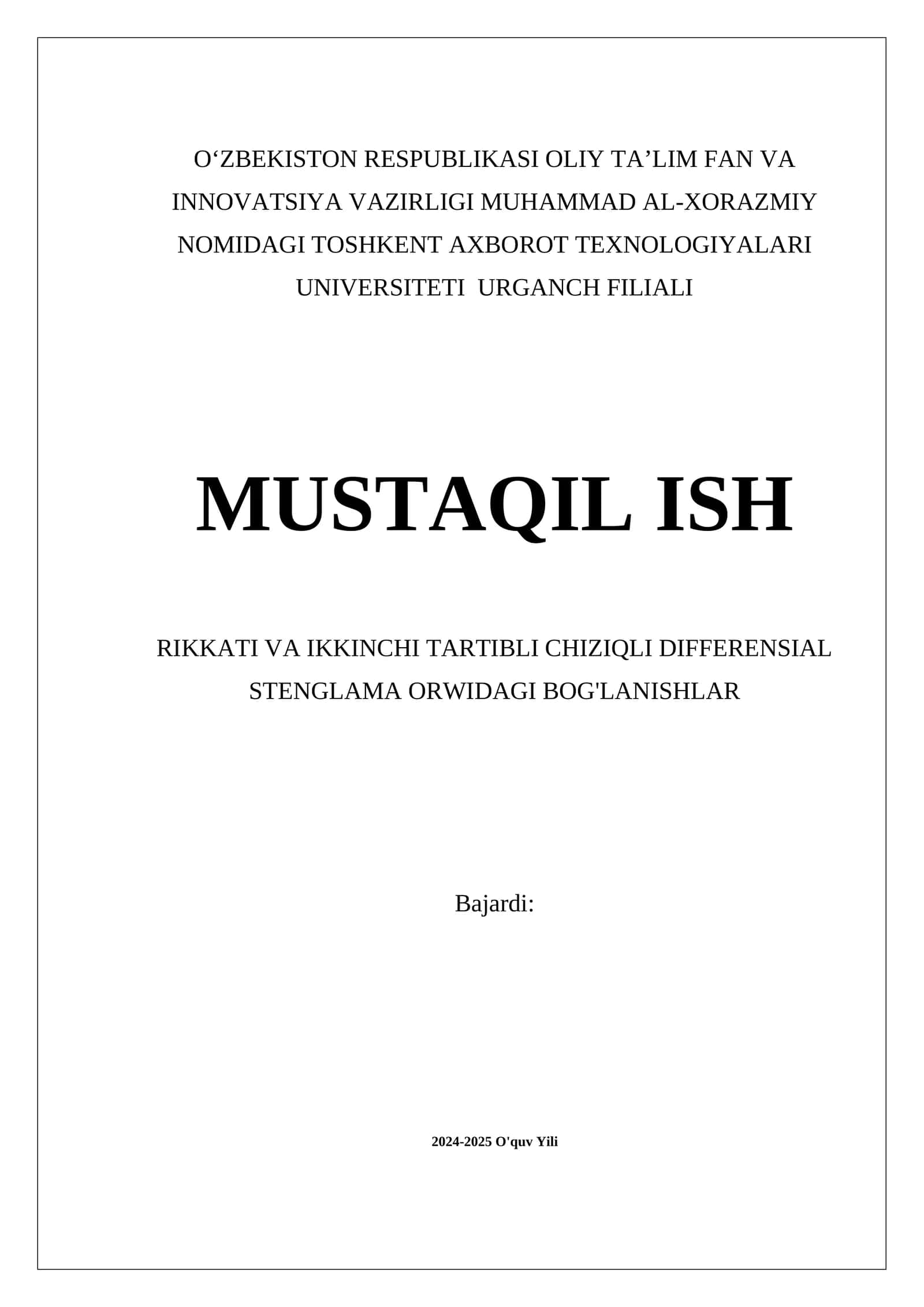 Rikkati va ikkinchi tartibli chiziqli differensial stenqlama orwidasgi bog'lanishlar 1