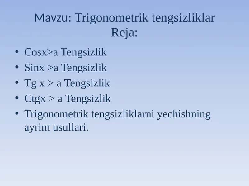 Trigonometrik tengsizliklar 1