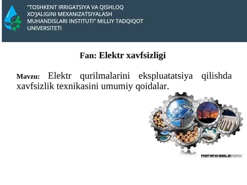Elektr qurilmalarini eksploatatsiya qilishda xavfsizlik texnikasini umumiy qoidalar 1