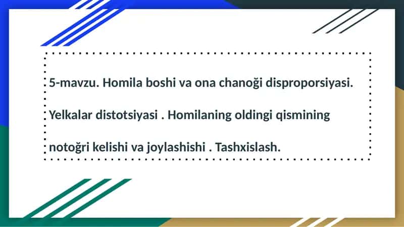 Chanoq bosh disproporsiyasi (CBD) 1