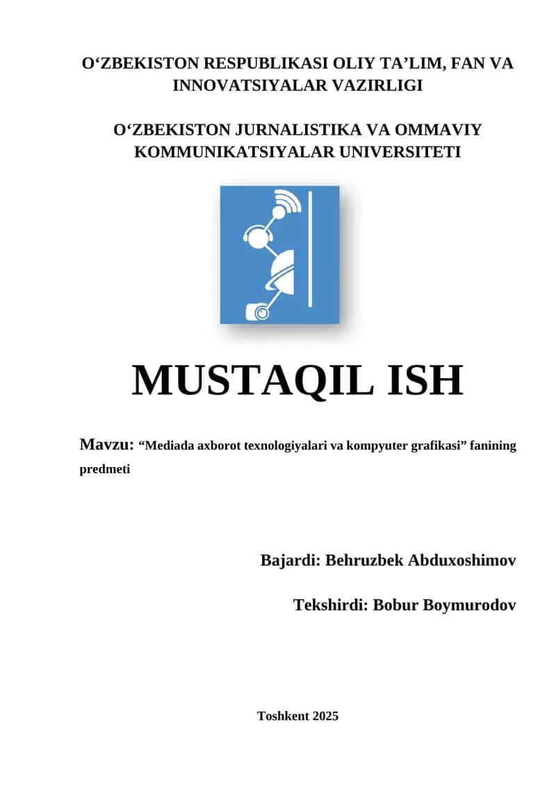 "Mediada axborot texnologiyalari va kompyuter grafikasi" 1
