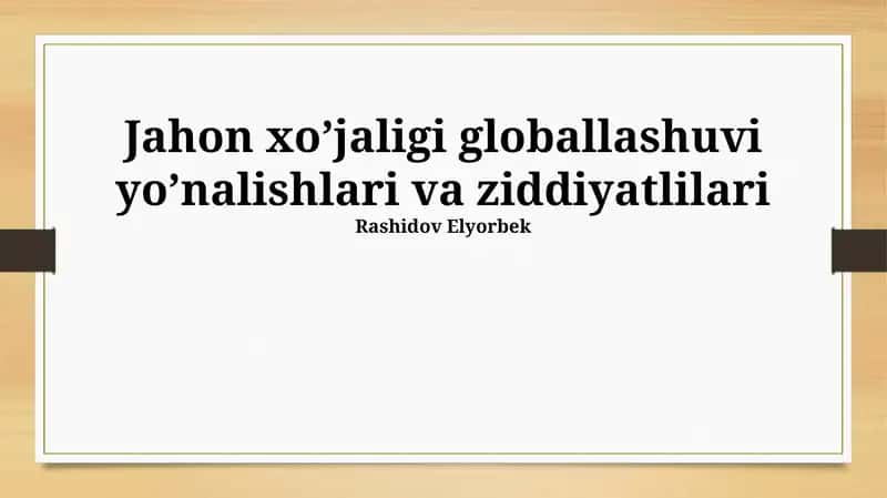 Globalizatsiya va tengsizlik 1