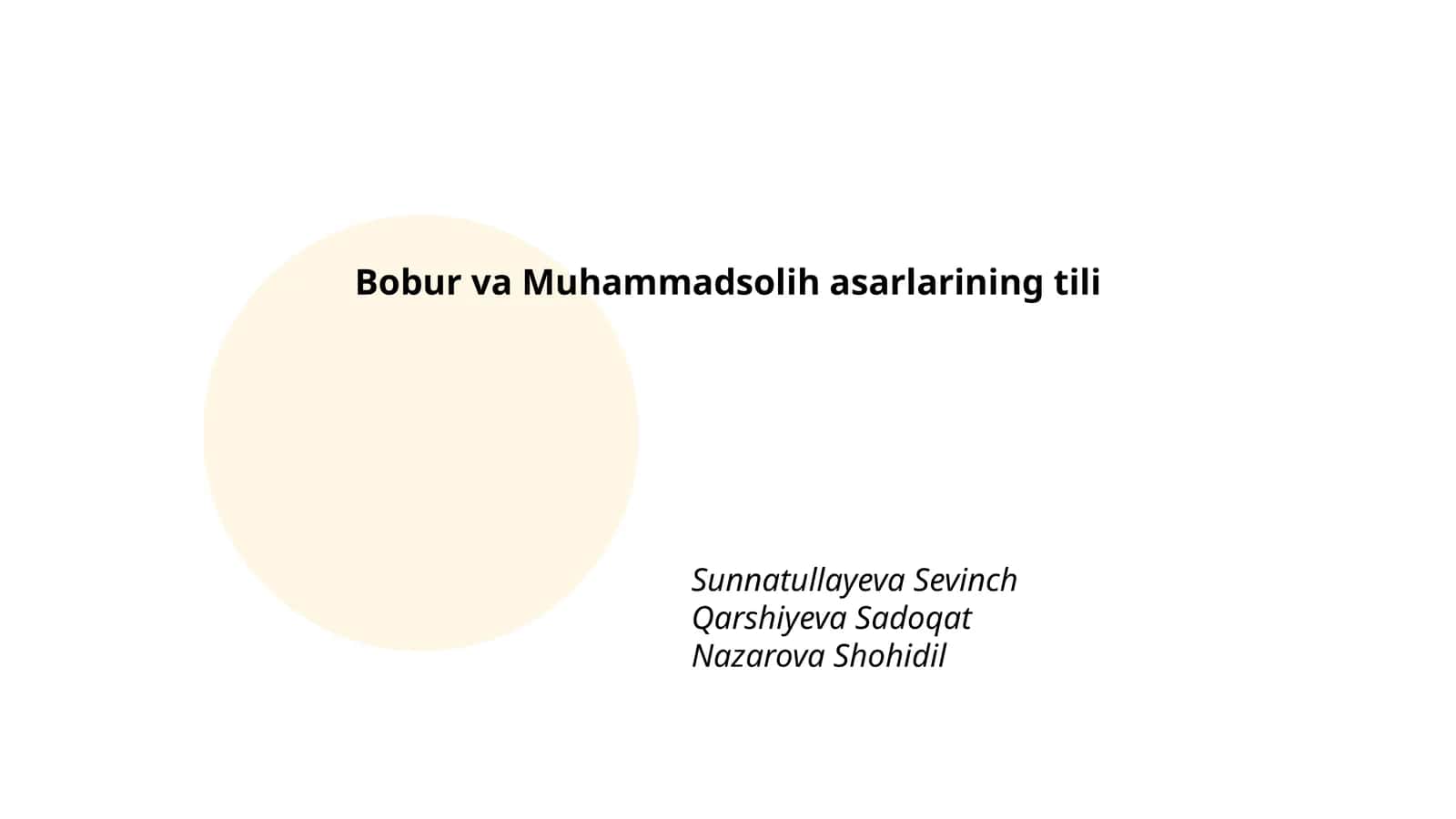 Bobur va Muhammadsolih asarlarining tili 1