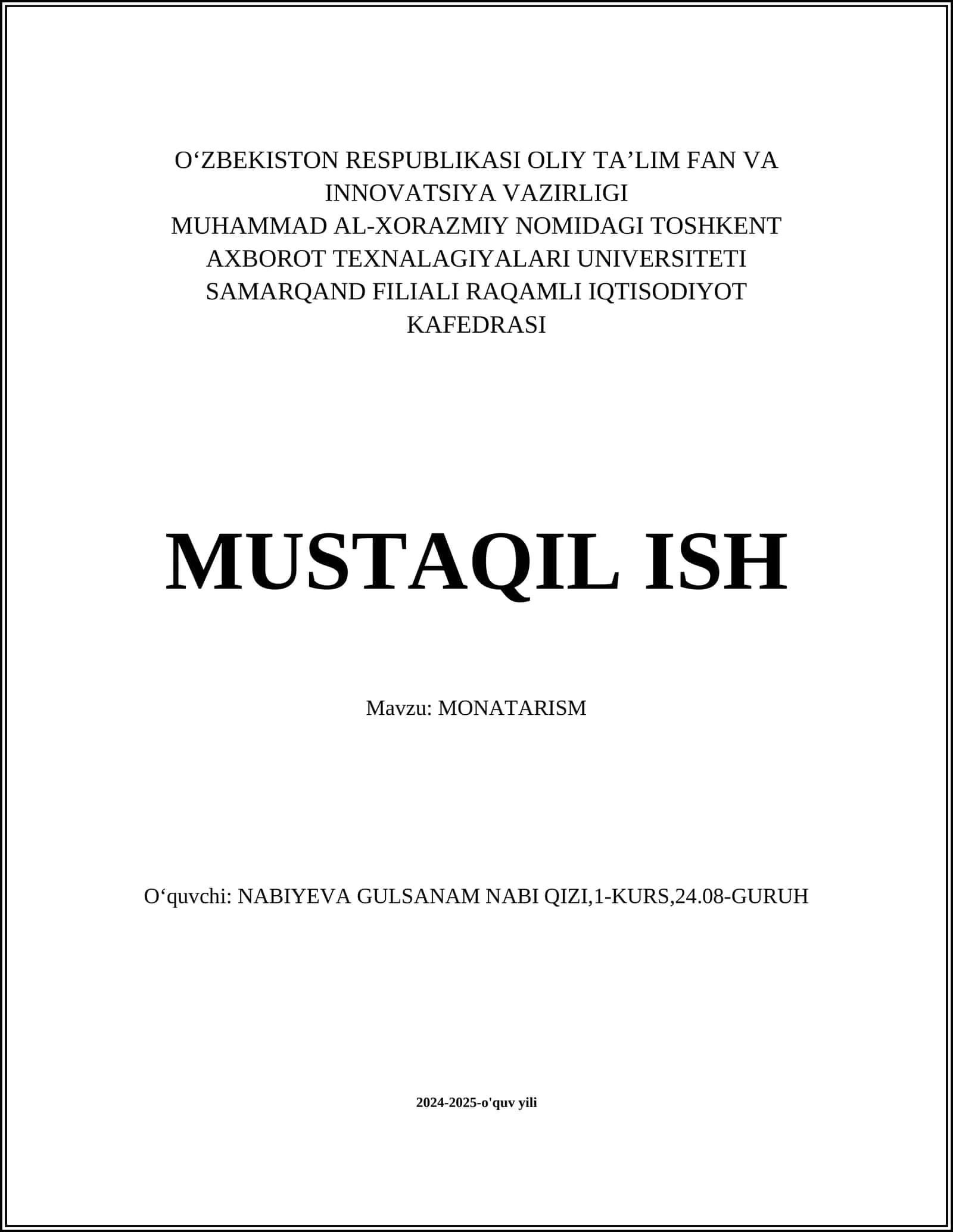 MONATARISM 1